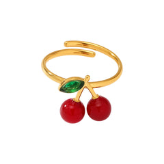 Cherry Resin Accent Open Ring
