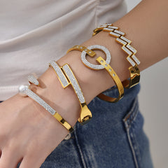 Sparkling Geometric Bangle Bracelet