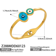 Evil Eye and Natural Stone Open Bangle Collection