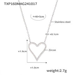 Cubic Zirconia Heart Necklace Bracelet or Flat Chain
