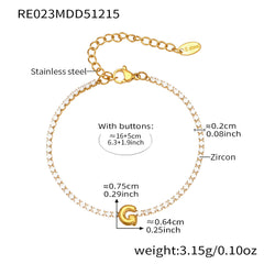 Cubic Zirconia Initial Chain Bracelet
