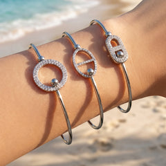 Cubic Zirconia Geometric Statement Bangles