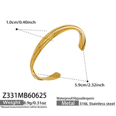 18K Gold-Plated Sunburst and Triple-Line Cuffs