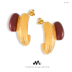 Enamel Ribbed Hoop Earrings