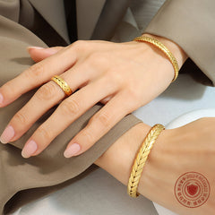 Gold-Tone Wheat Texture Open Cuff