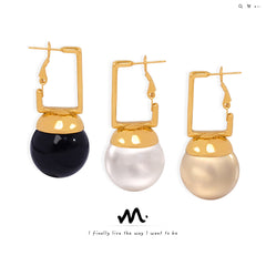 Gold-Tone Round Bead Drop Earrings