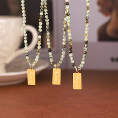 Peridot Bead Plaque Pendant Necklace