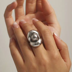 Sculptural Double-Layer Ball Ring