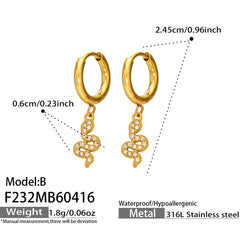 Cubic Zirconia Snake Charm Earrings