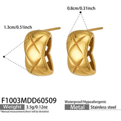 Gold-Tone Diamond Texture Hoop Earrings