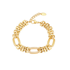 18K Gold-Plated Cubic Zirconia Oval-Link Bracelet