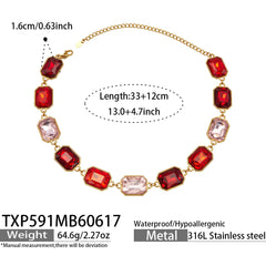 18K Gold-Plated Colored Glass Statement Jewelry