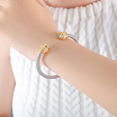 Colored Cubic Zirconia Cable Cuff Bracelet