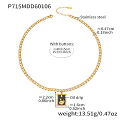 18K Gold-Plated Layered Enamel Tag Necklace