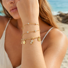18K Gold-Plated Paw Charm or Cubic Zirconia Bracelet