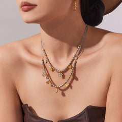 Two-Tone Clover Charm Necklace or Bracelet