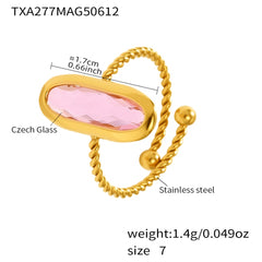 Czech Glass Bead-Band Open Ring