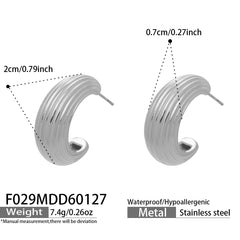 18K Gold-Plated Ribbed C-Hoop Earrings