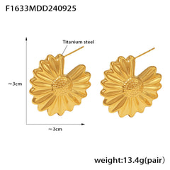18K Gold-Plated Sculptural Flower Hoop Earrings
