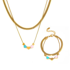 Colorful Enamel Heart Layered Necklace or Bracelet