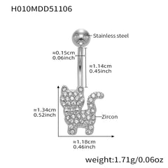 Cubic Zirconia Heart and Ball Navel Jewelry