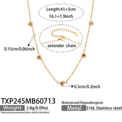 18K Gold-Plated Color Heart Cubic Zirconia Jewelry