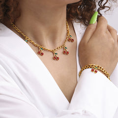 Cherry Glass Accent Necklace or Bracelet