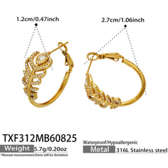 Cubic Zirconia Feather Ring and Hoop Earrings