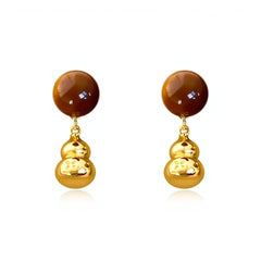 Nicolette Tiger-Eye Gourd Stud Earrings