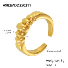 18K Gold-Plated Sculptural Ridged Open Ring