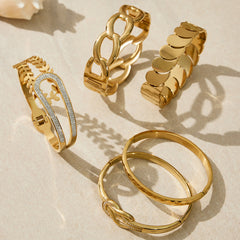 18K Gold-Plated Geometric Bangle Bracelet