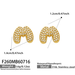 18K Gold-Plated Cubic Zirconia Initial Earrings