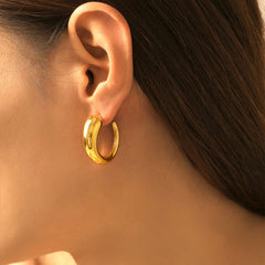 18K Gold-Plated Sculptural C-Hoop Earrings