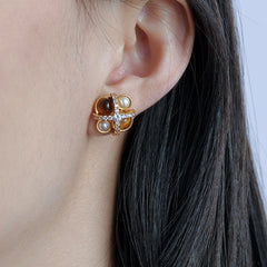 Nadine Tiger-Eye Pavé Stud Earrings