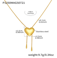 Sliding Heart Long Chain Necklace