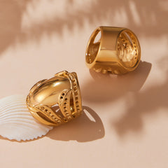 18K Gold-Plated Sculptural Wide Statement Ring