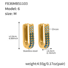 18K Gold-Plated Colored Cubic Zirconia U-Hoops