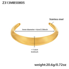 Sculptural Stainless Steel Open Cuff Bracelets