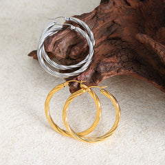 Rounded Statement Stainless Steel Hoop Earrings