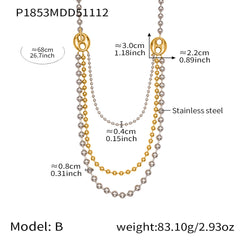 Layered Mixed-Tone Bead Long Necklace