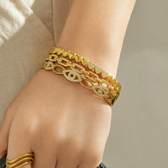 Cubic Zirconia Geometric Detail Bangle Bracelets