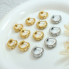 Star-Set Stone Accent Huggie Hoop Earrings