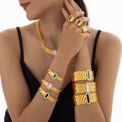 Gold-Tone Geometric Inlay Jewelry