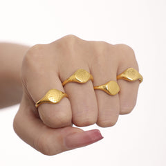 18K Gold-Plated Crescent and Star Ring