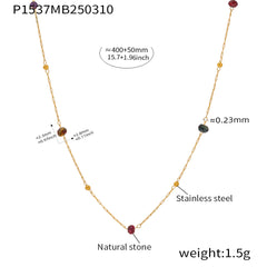 Fine Natural Stone Beaded Chain Necklace