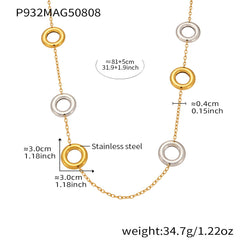 18K Gold-Plated Open Circle Long Necklace