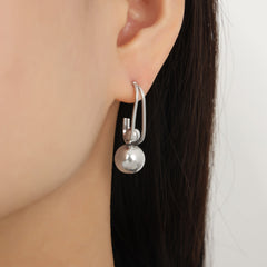 Polished Round Bead Drop Earrings