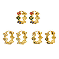 Cubic Zirconia Clover Hoop Earrings