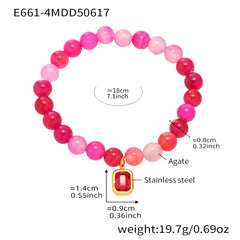 Natural Agate Beaded Stretch Bracelet