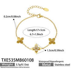 Four-Petal Cubic Zirconia Flower Jewelry